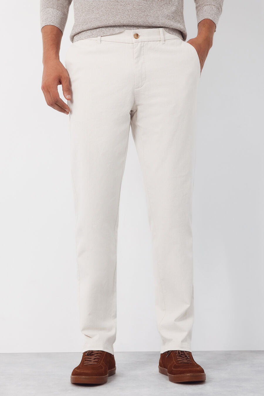 Pantalón chino algodón-lino regular