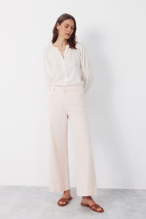 Cortefiel Pantalones Piping Rosa