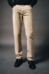 OOTO Pantal&oacute;n 5 bolsillos slim fit pana Beige