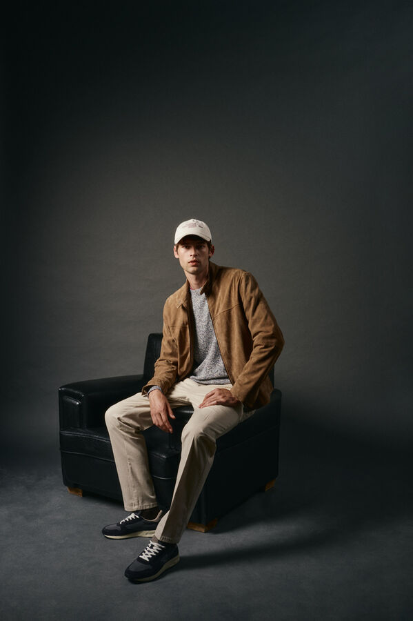 OOTO Su&eacute;ter de algod&atilde;o torcido com gola redonda Azul