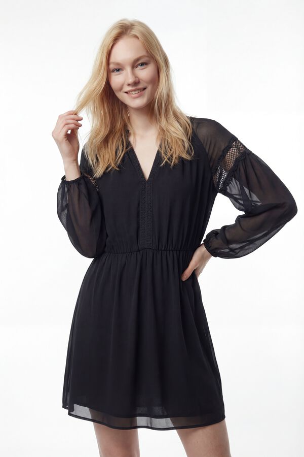 Vila Vestido corto de gasa Negro