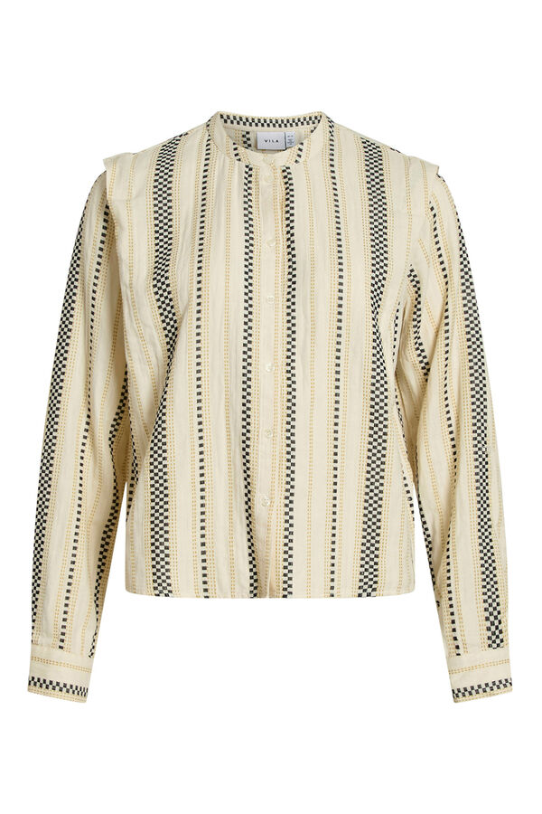 Vila Blusa com bordado de algod&atilde;o Tostado