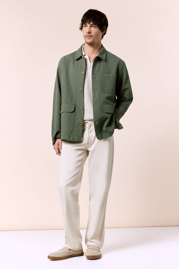 OOTO Sobrecamisa algod&oacute;n lino Kaki