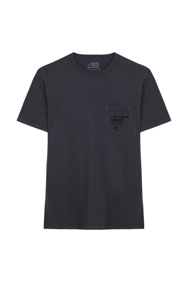 Cortefiel T-shirt gráfica com bolso Cinzento