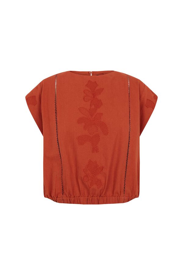 Cortefiel Top bordado Brown