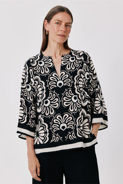 Cortefiel Blusa estampada t&uacute;nica amplia