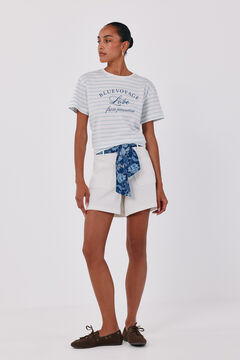 Cortefiel T-shirt riscas estampada