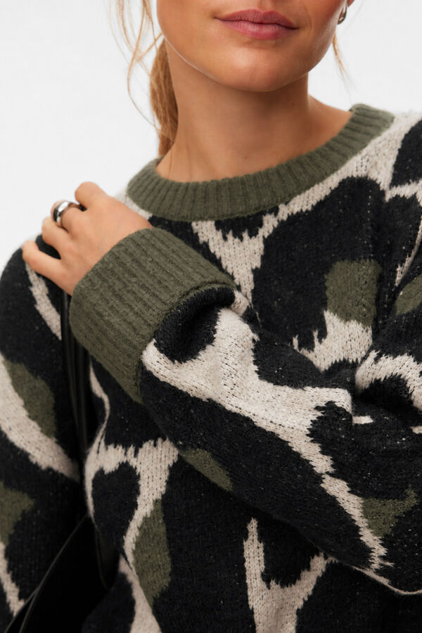 Vero Moda Jersey de punto estampado Verde oscuro
