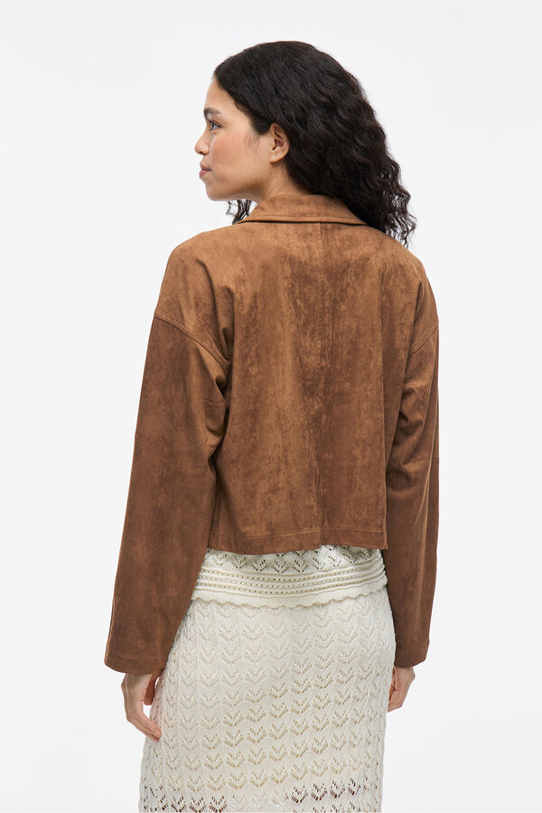 Vila Chaqueta antelina abotonada Marr&oacute;n