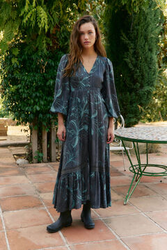 Jaase Vestido largo Carmen manga larga estampado midnight lilly