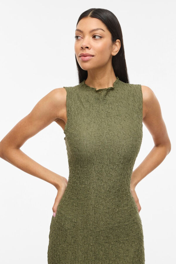 Vila Vestido midi entallado sin margas Kaki
