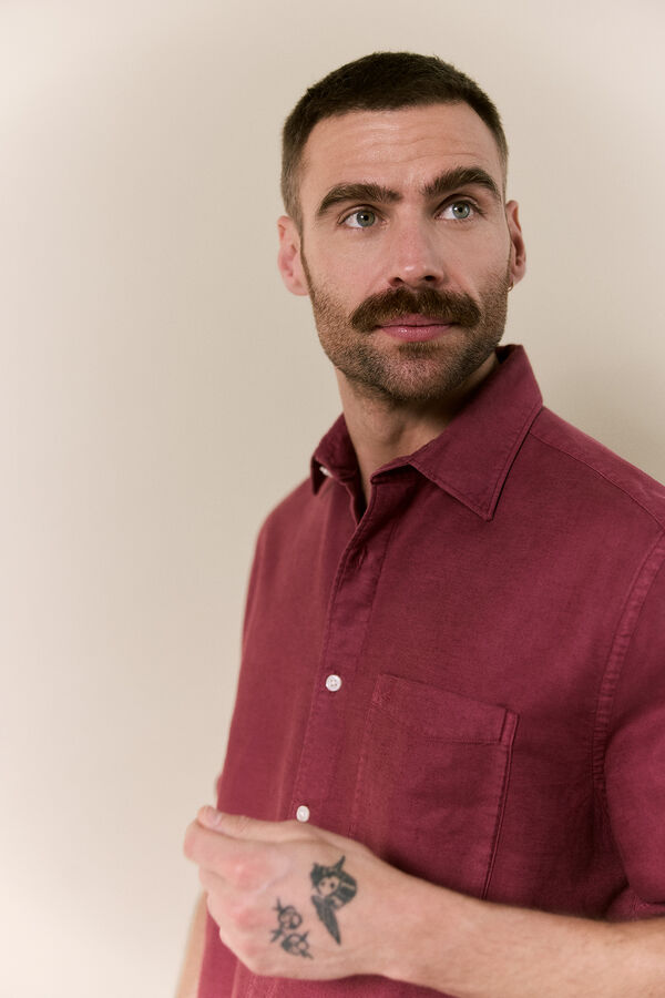 OOTO Camisa lisa fluida Granate