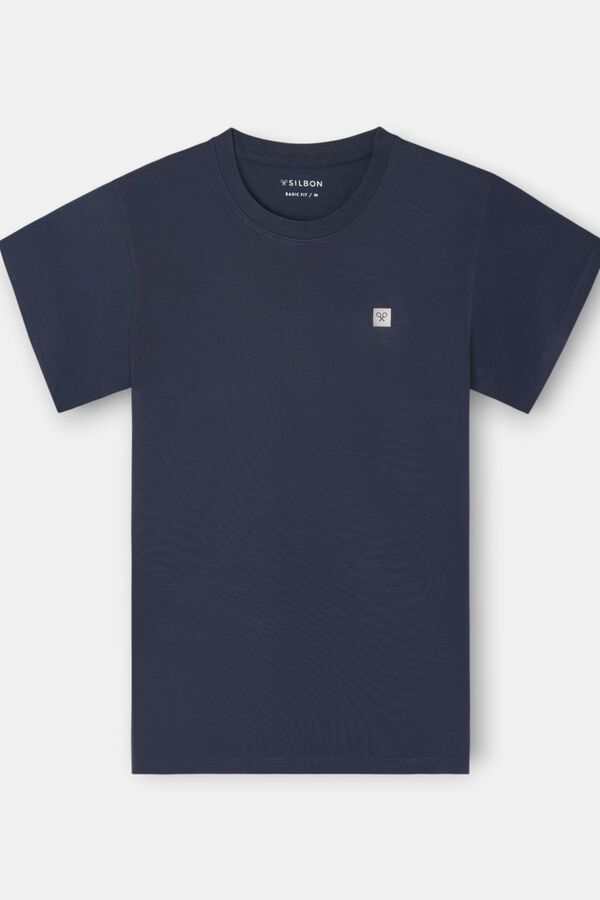 Silbon Camiseta lisa minilogo parche Azul marino