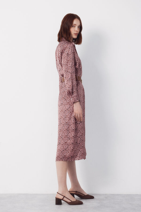 Cortefiel Vestido camisa de cetim Roxo