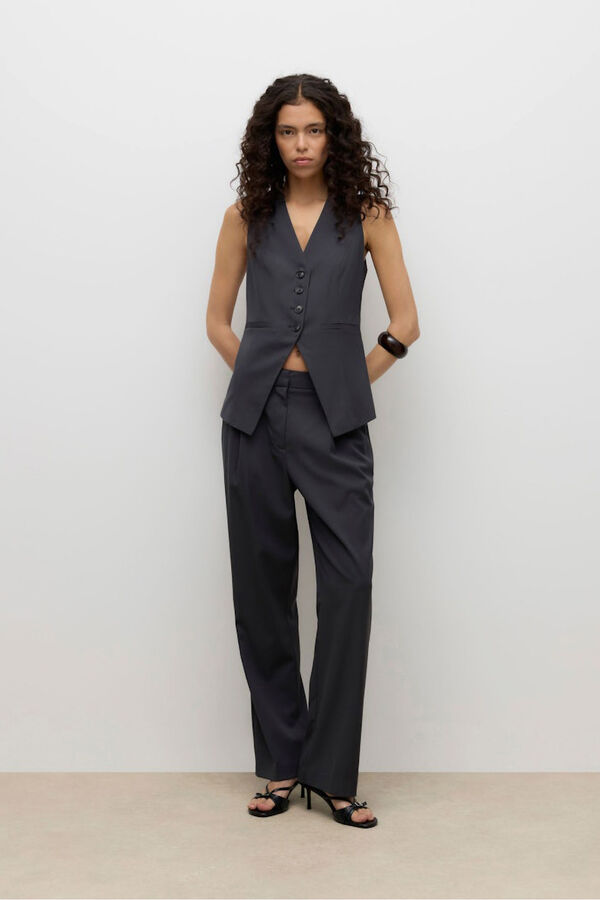 Vero Moda Chaleco de cierre abotonado Gris oscuro