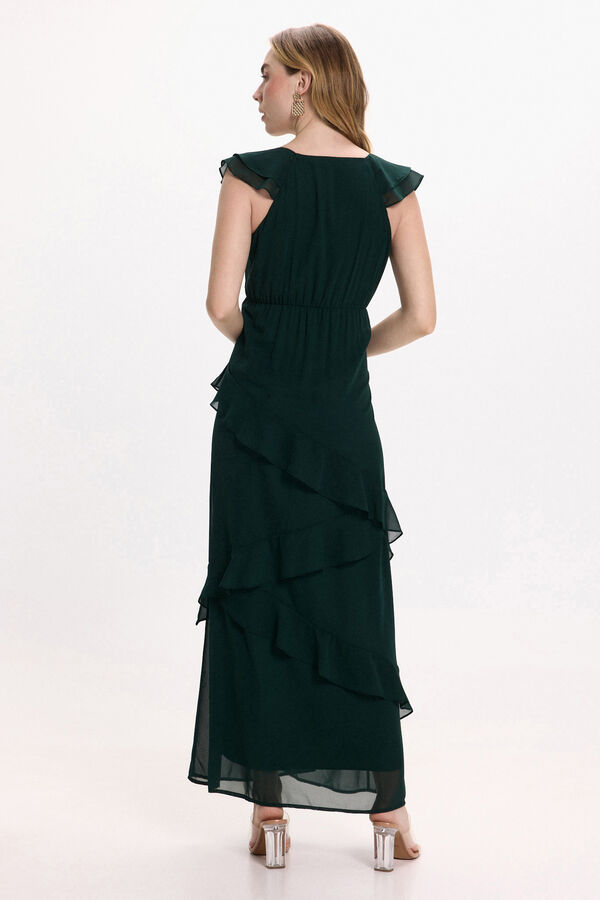 Vila Vestido de gasa midi de fiesta Green