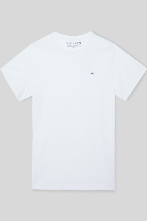 Cortefiel Camiseta silbon minilogo White