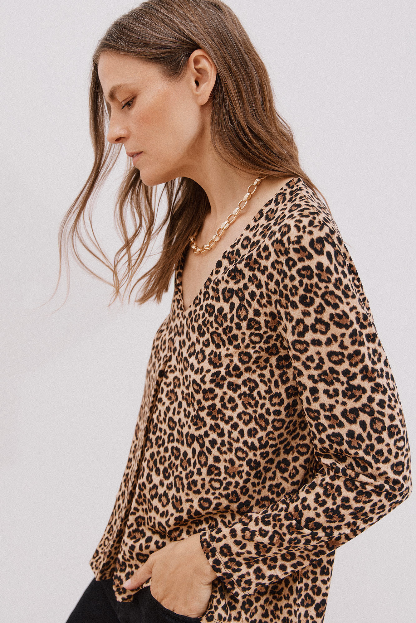 Cortefiel Top plissado flu&iacute;do