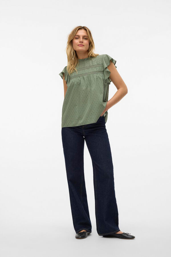 Vero Moda Fluid round neck blouse Dark green