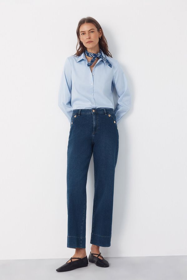 Cortefiel Jeans Palazzo botones Azul