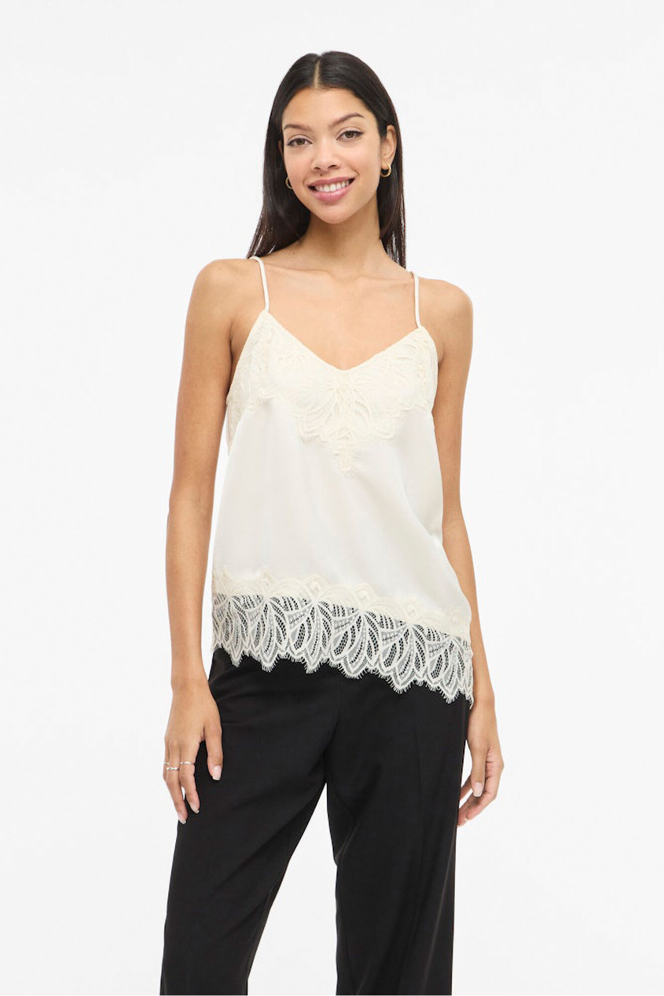 Vila Top de lingerie acetinado com renda