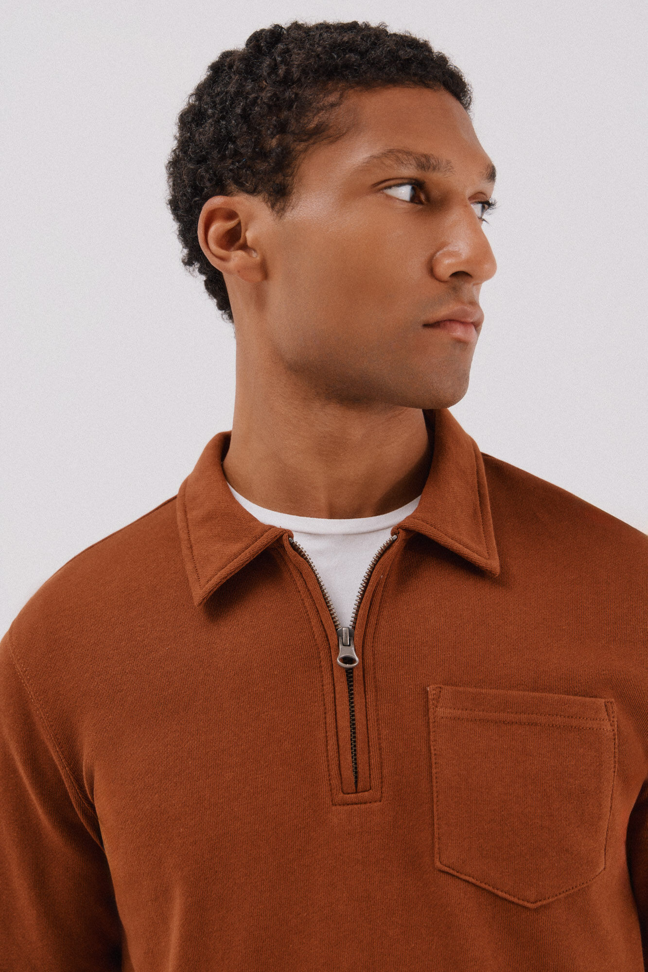 Cortefiel Sudadera cuello polo cremallera