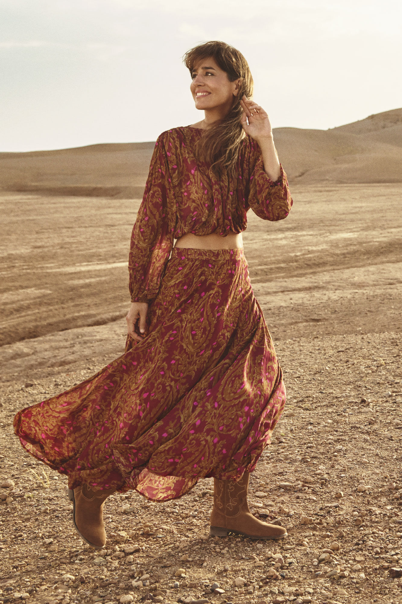 Slowlove Falda capa midi estampada