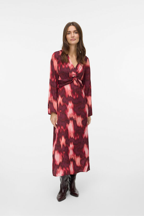 Vero Moda Vestido midi de manga larga Fucsia