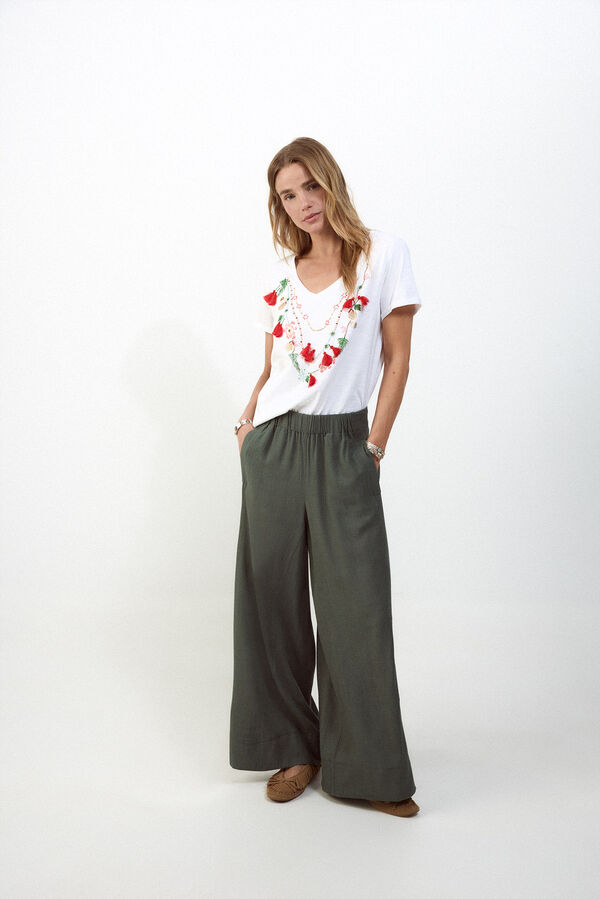 Slowlove Camiseta collar abalorios Blanco