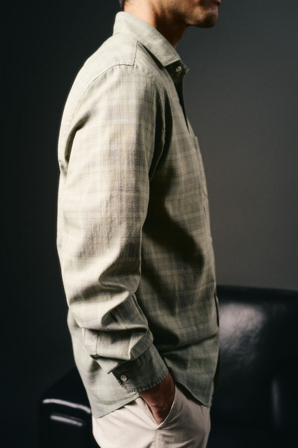 OOTO Camisa cuadro sobretintado Kaki