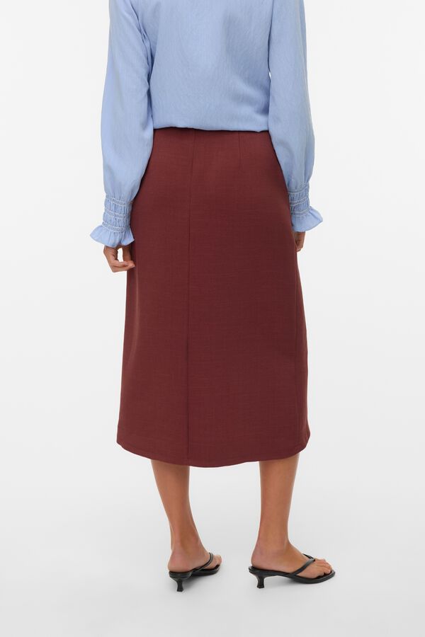 Vero Moda Falda midi con detalle de lazada Marr&oacute;n