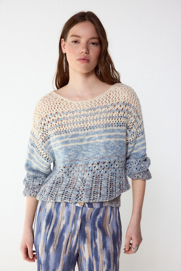 Slowlove Jersey punto calado Azul