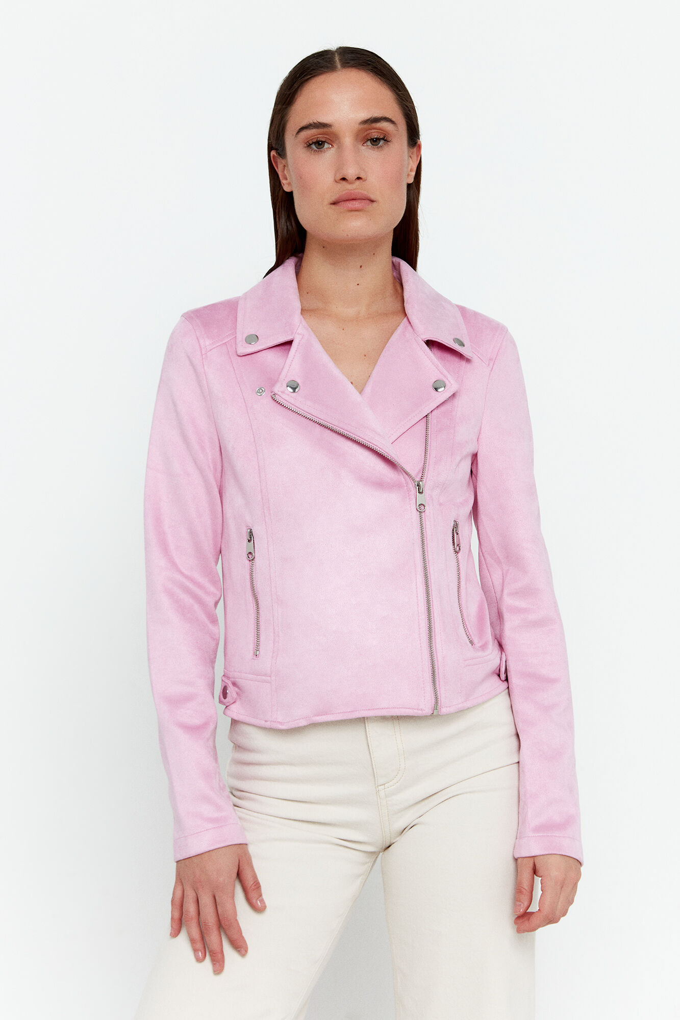 Vero Moda Blus&atilde;o de camur&ccedil;a com tachas