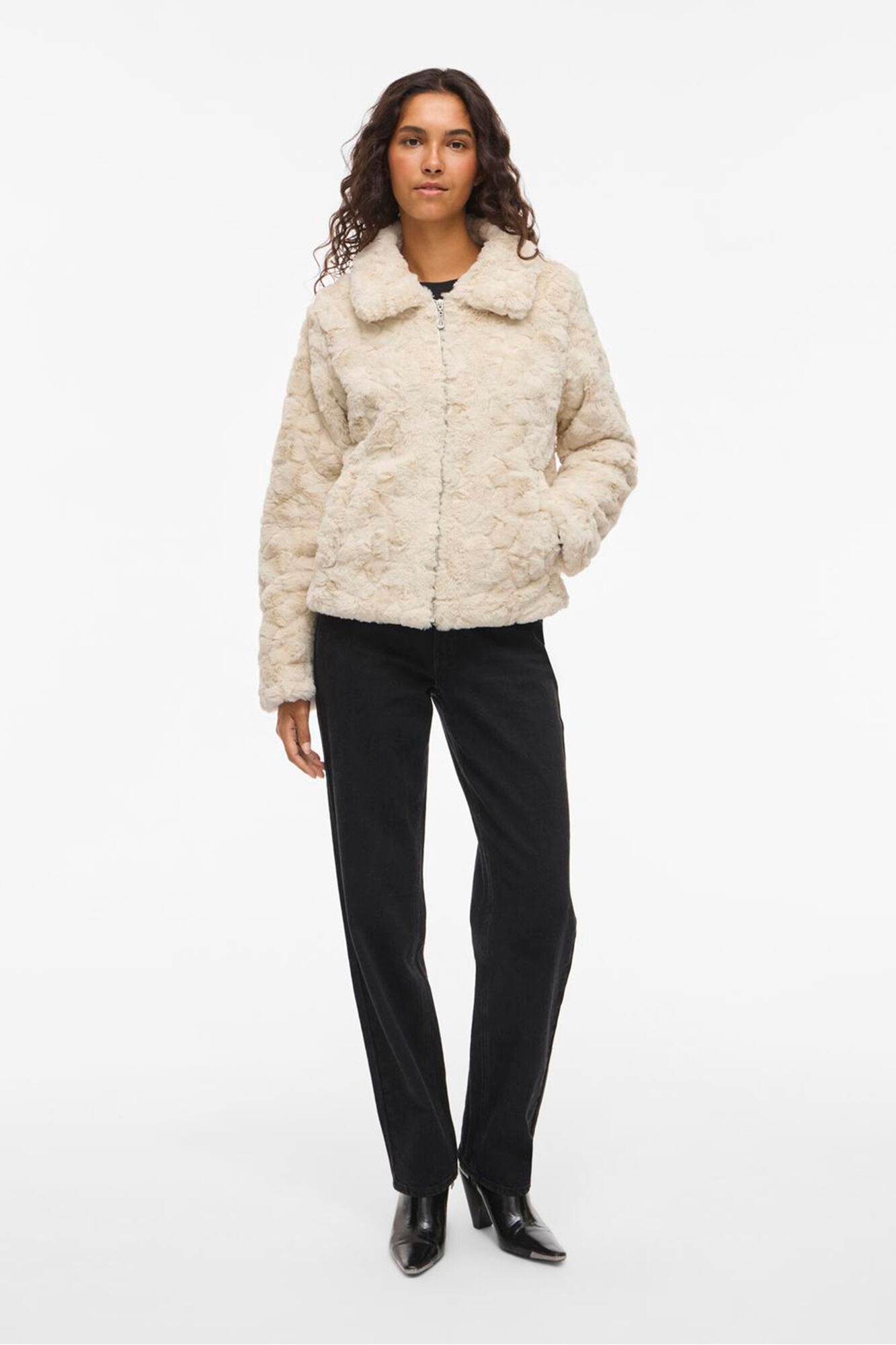 Vila Abrigo efecto pelo con cremallera