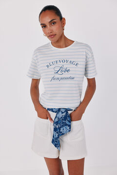 Cortefiel T-shirt riscas estampada