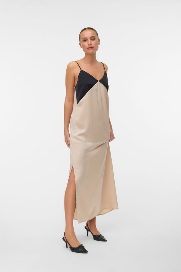 Vero Moda Vestido largo satinado de tirantes Negro