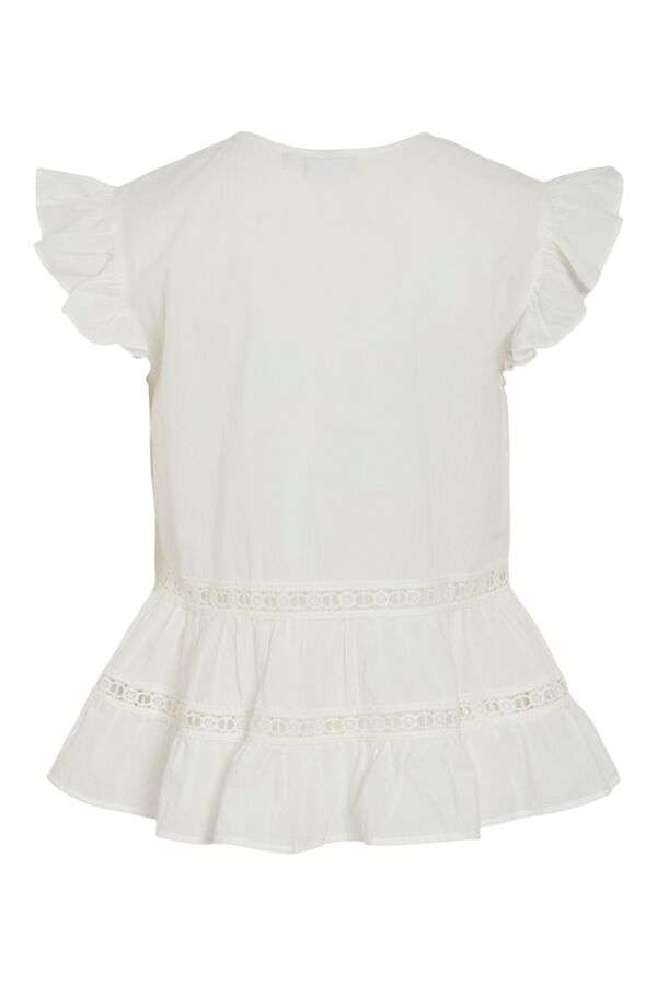 Vila Blusa de algod&oacute;n org&aacute;nico con mangas de volantes White