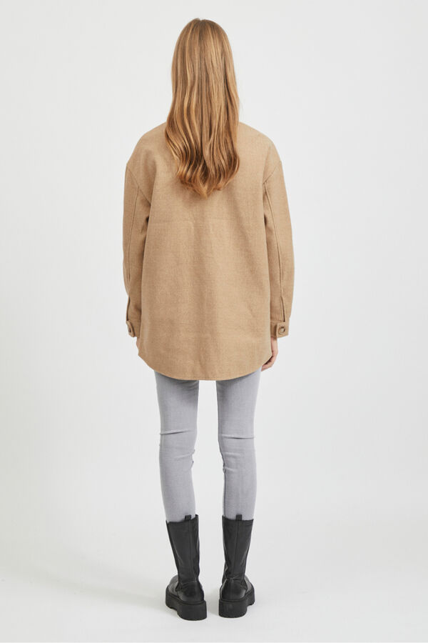 Vila Chaqueta camisera abotonada Marr&oacute;n