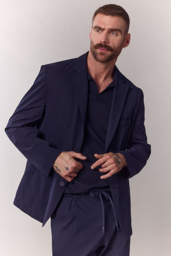 OOTO Blazer t&eacute;cnica Azul marino