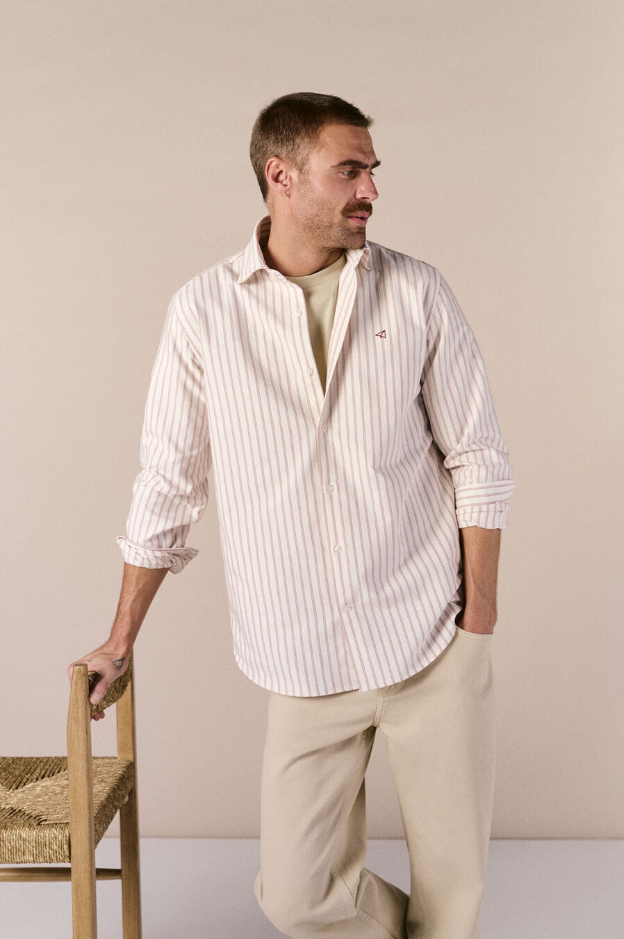 Camisa oxford rayas manga larga