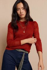 Slowlove Rustic structured long sleeve top Orange