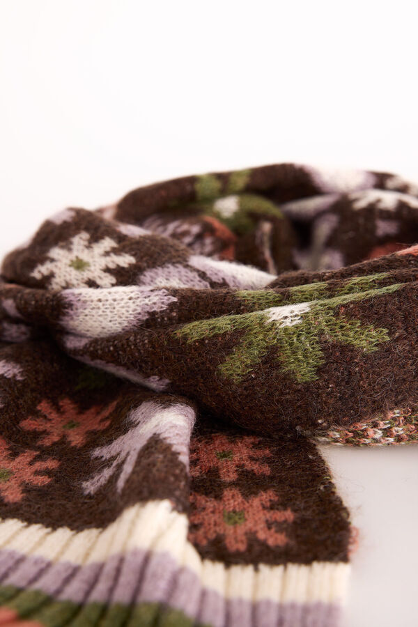 Slowlove Bufanda corazones Estampado marr&oacute;n