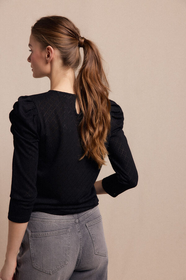 Slowlove Structured top with puffed sleeve Black