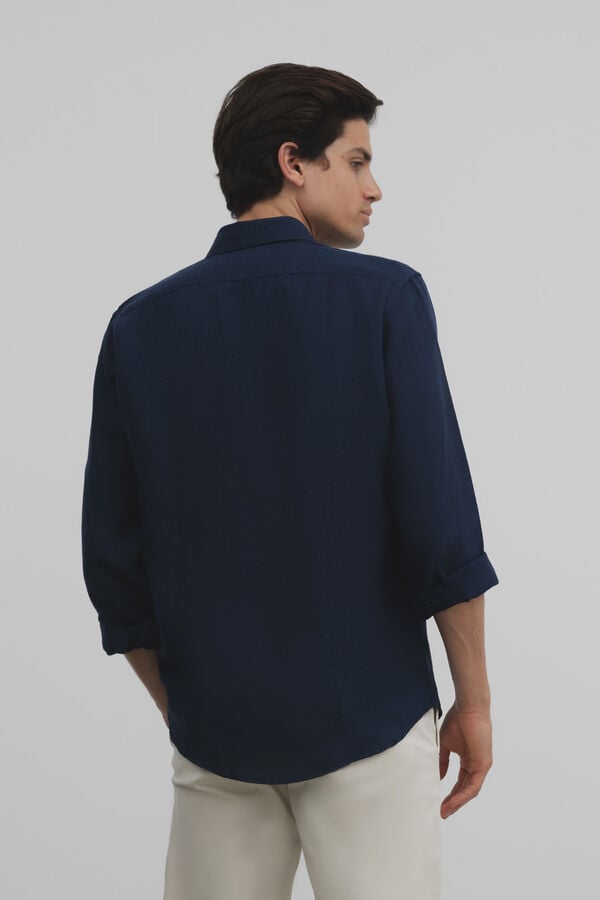 Cortefiel Camisa sport linen Azul marino