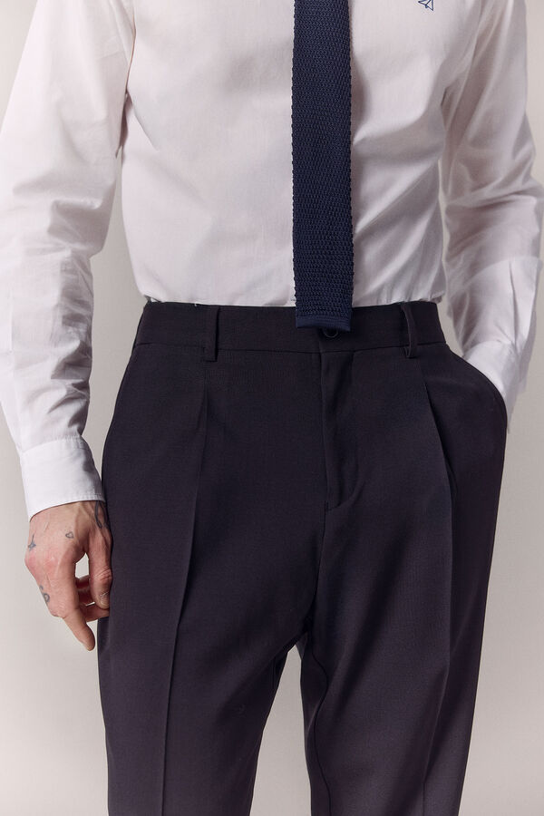 OOTO Pantal&oacute;n traje solapa pico Azul marino