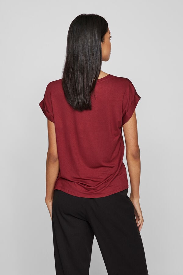 Vila Top de manga corta satinado Granate