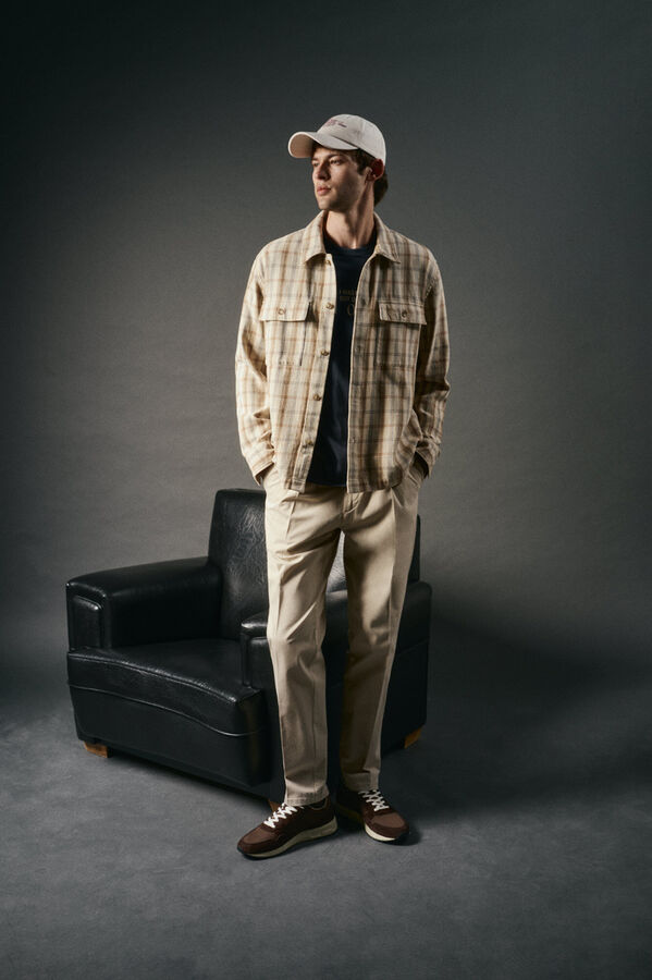 OOTO Checked overshirt Beige