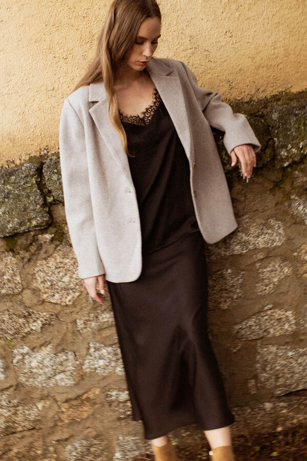 Vila Top satinado de encaje Negro