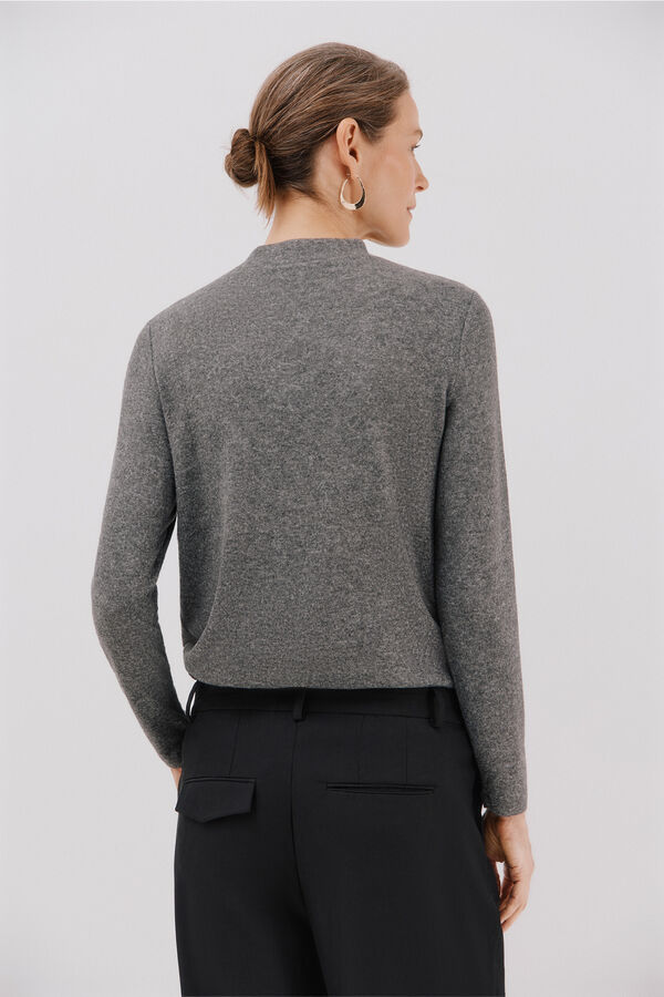 Cortefiel Basic perkins neck t-shirt Grey