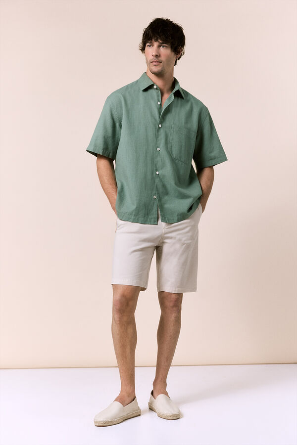 OOTO Linen short sleeve shirt Green